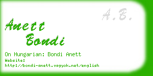 anett bondi business card